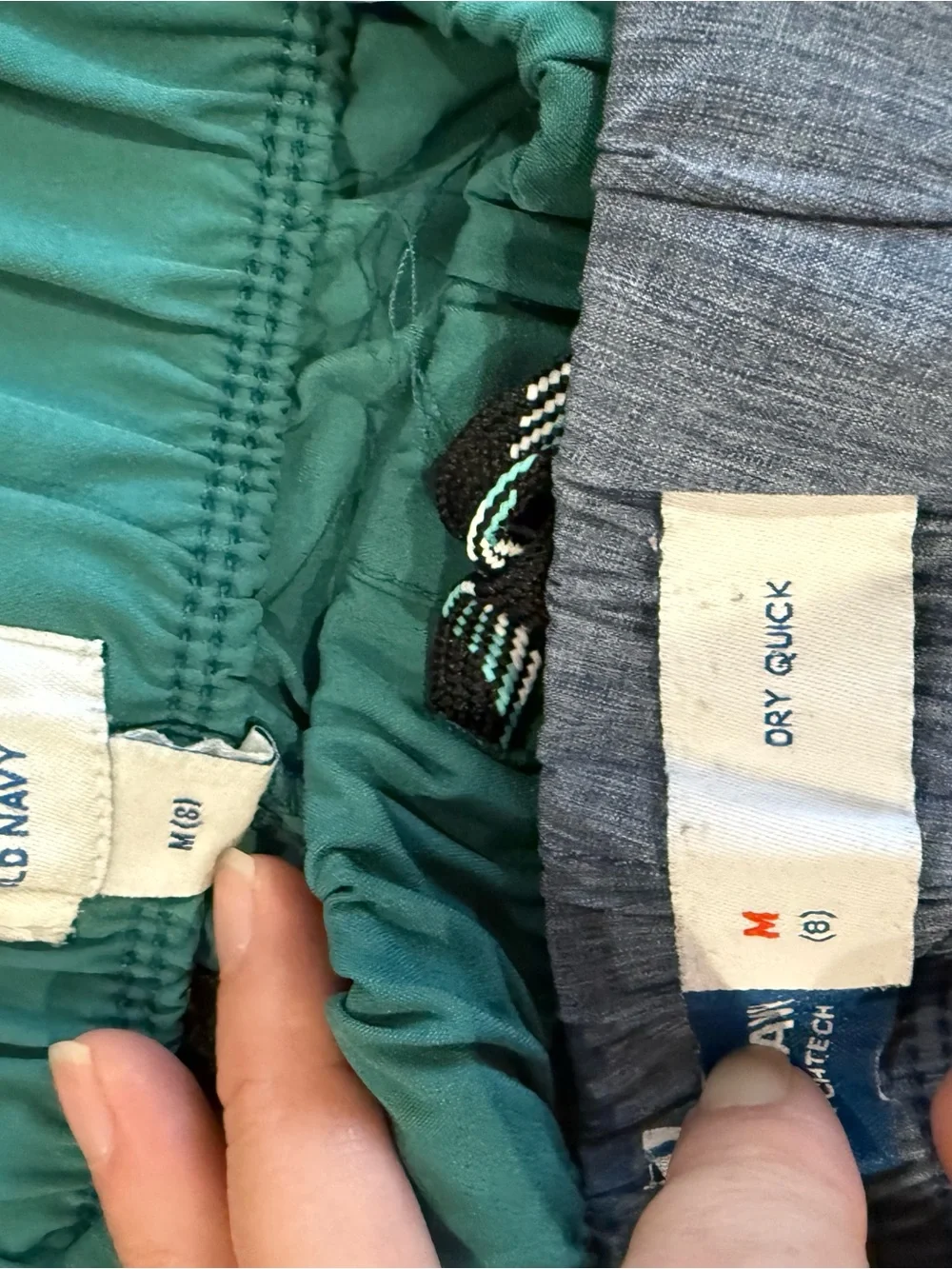 Old Navy Boys' Stretchtech Shorts Five Pairs — Teal, Khaki & Chambray Blue
